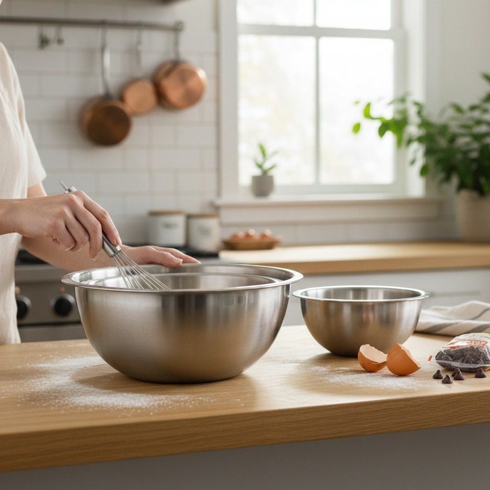 Wolfgang Puck Mixing Bowl Set Unisex OS Silver Good Stainless Steel Lidded 3pc